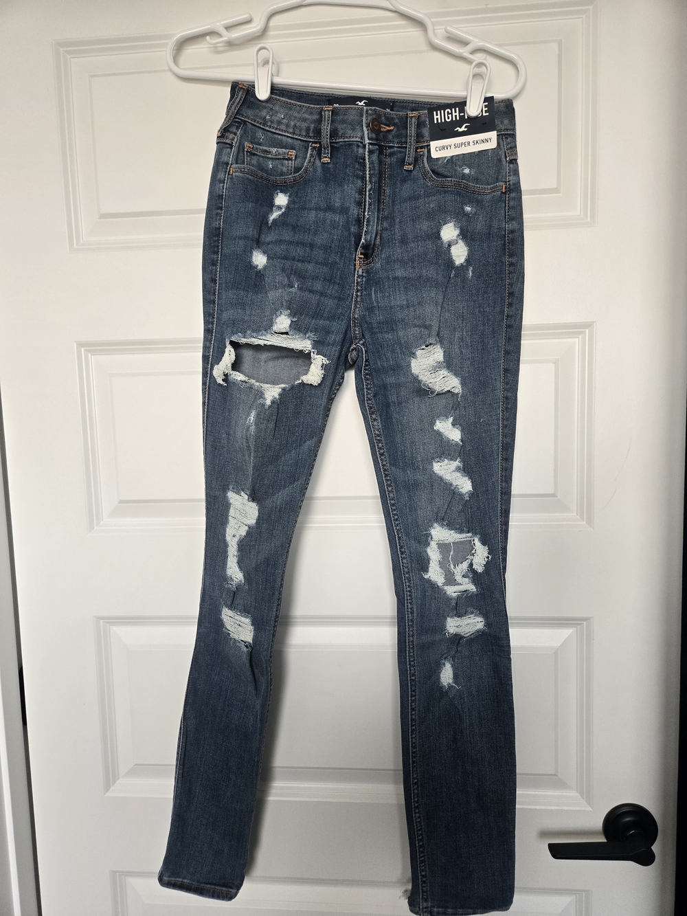 Hollister Dark Blue High-Rise Distressed Skinny Jeans